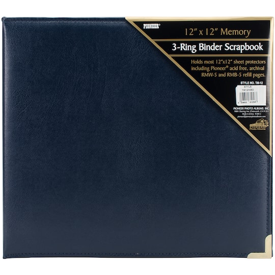 Pioneer&#xAE; 3-Ring Navy Blue Oxford Sewn Cover Album, 12&#x22; x 12&#x22;